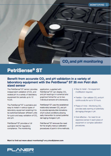 PetriSense-ST-sensor monitors CO2 and related pH