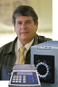 Professor Alan Trounson and inset the Planer freezer